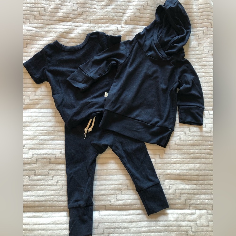 Childhoods Clothing Oxford Blue Rib-Knit Set 3-6 Months
